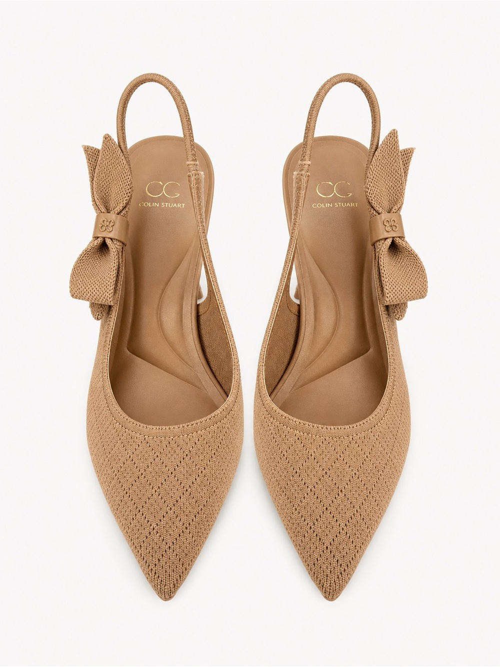 Cute Cosy Island nude bow slingback heels – size 6.5, worn once! So comfy.